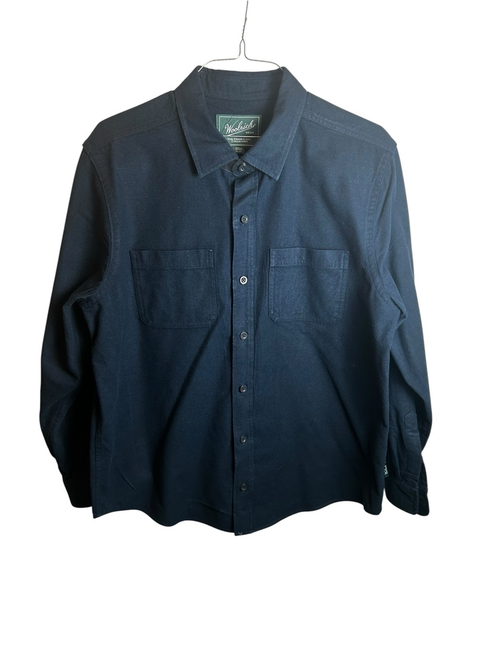 Woolrich Green Label Shirt Jacket Mens XL Navy Blue Heavy Cotton Overshirt Work